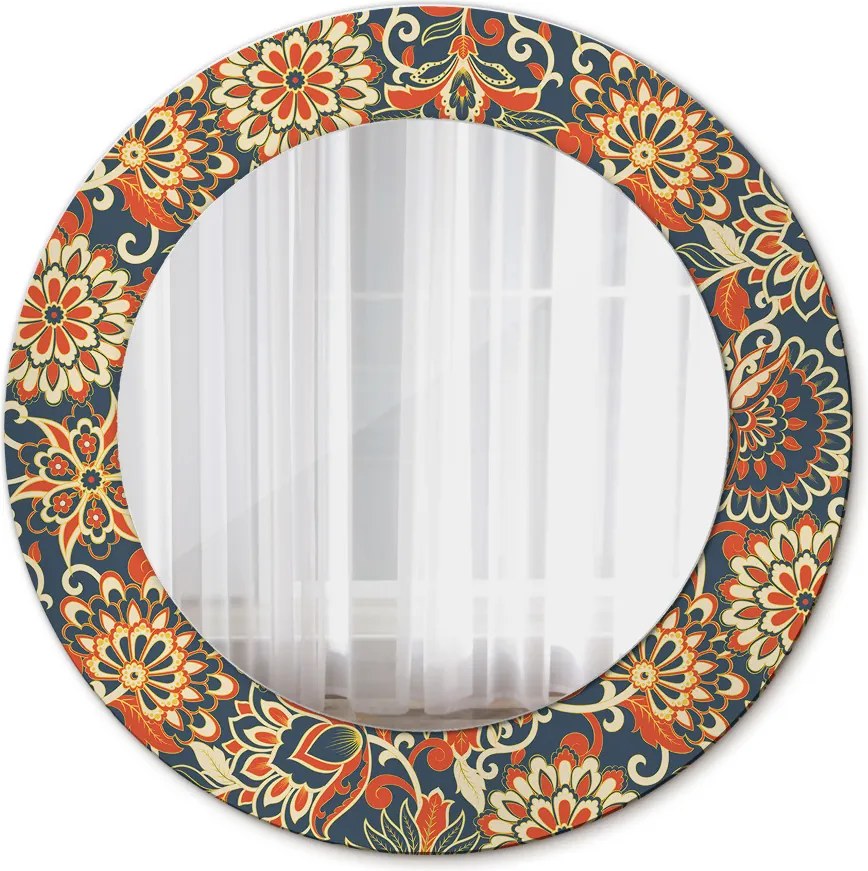 Lustro z nadrukiem okrągłe Rocznik kwiatowy ilustracja