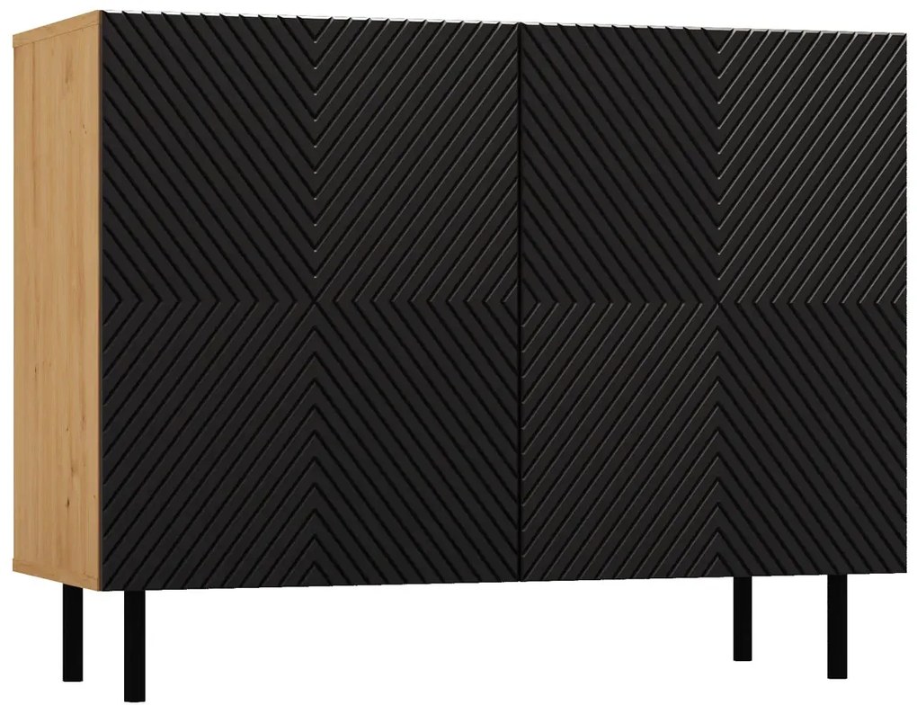 Czarna ryflowana komoda pod telewizor H1-A36
