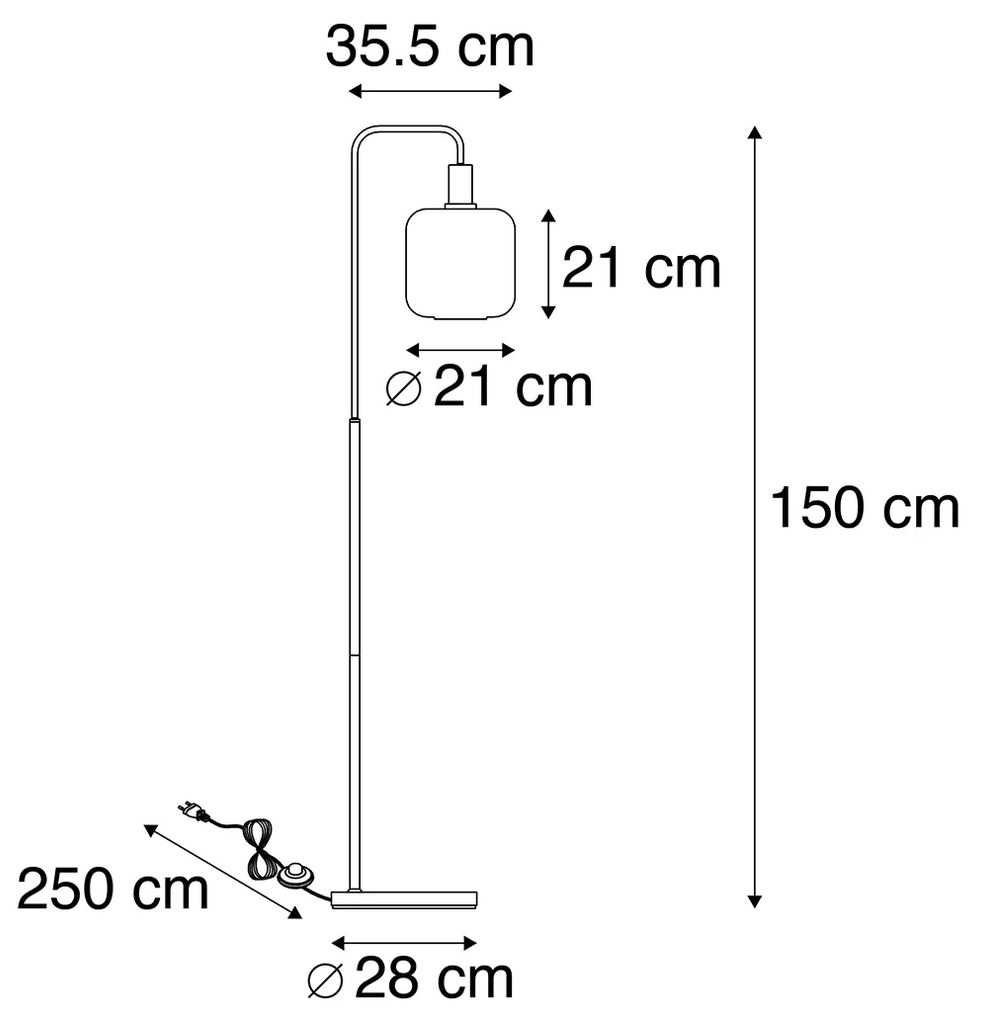 Inteligentna lampa podłogowa czarna ze złotem i dymionym szkłem, w tym WiFi A60 - ZuzannaDesignerski Oswietlenie wewnetrzne