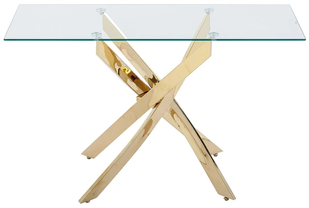 Konsola ze szkła hartowanego i pozłacanego metalu - Transparentny - COSIMA
