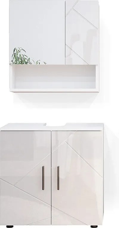 Zestaw mebli łazienkowych biały wysoki połysk 80x41x58.6 irma