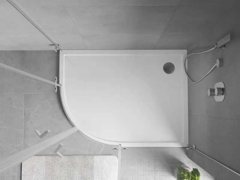 Mexen Flow brodzik półokrągły asymetryczny slim prawy 100 x 80 cm, biały połysk - 46Q108010R