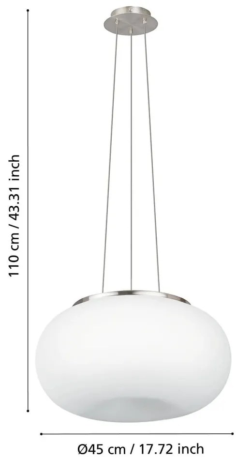 Lampa wisząca w biało-srebrnym kolorze ze szklanym kloszem ø 44,5 cm OPTICA – EGLO