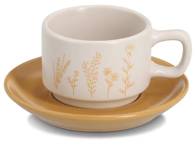 Zestaw do espresso FLOWERS, 4 filiżanki ze spodkami, 70 ml