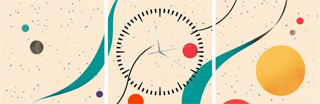 Obraz - Minimalistyczna kolorowa ilustracja (z zegarem) (90x30 cm)