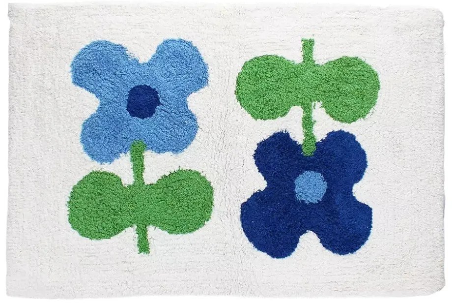 Biało-niebieski dywanik łazienkowy 50x80 cm Blue Flowers – Rex London