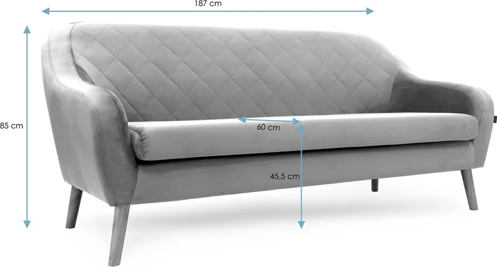 Różowa 3-osobowa sofa CORANTI VELVET