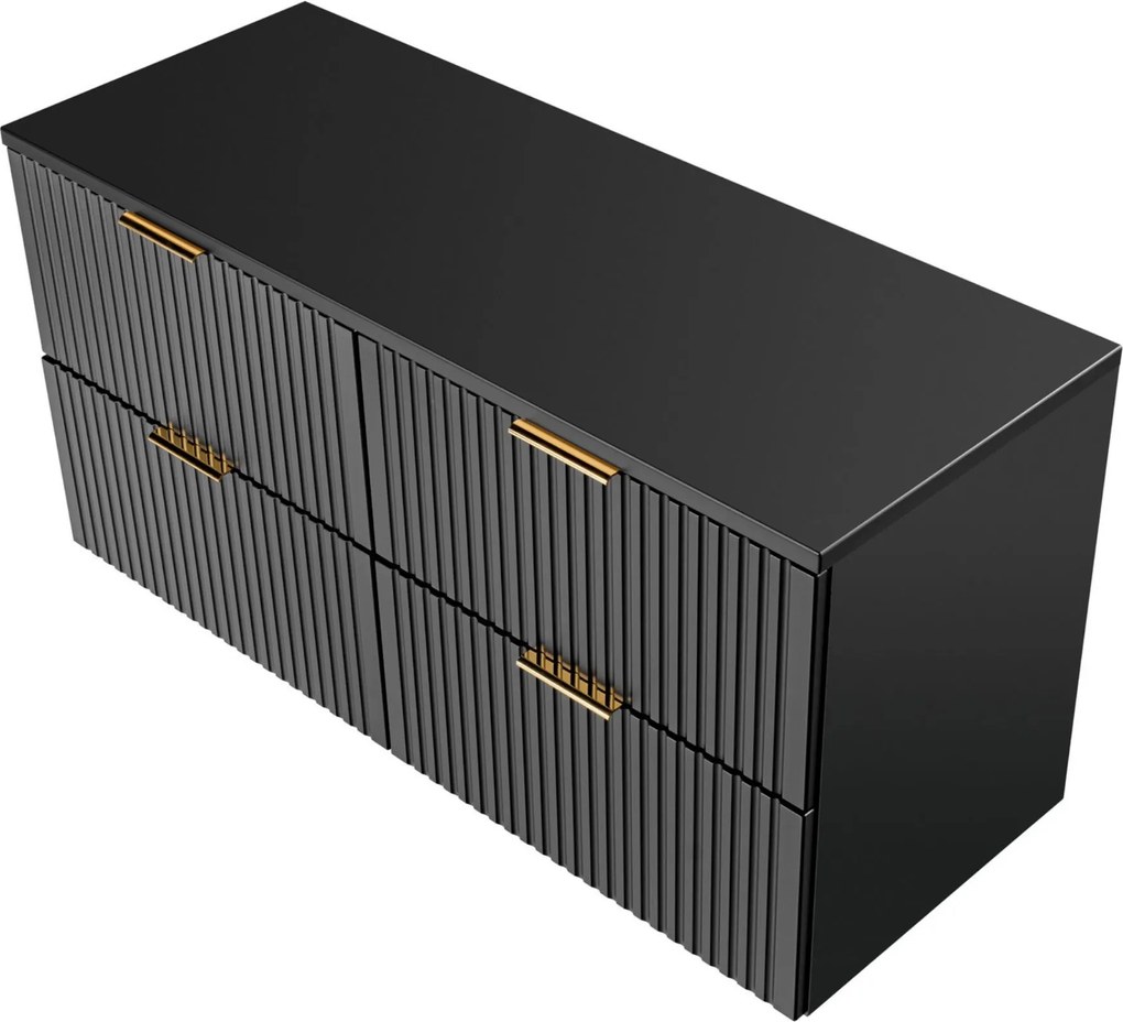 Szafka podwójna podumywalkowa czarna mat 120 x 46 cm ASTROS Black z blatem