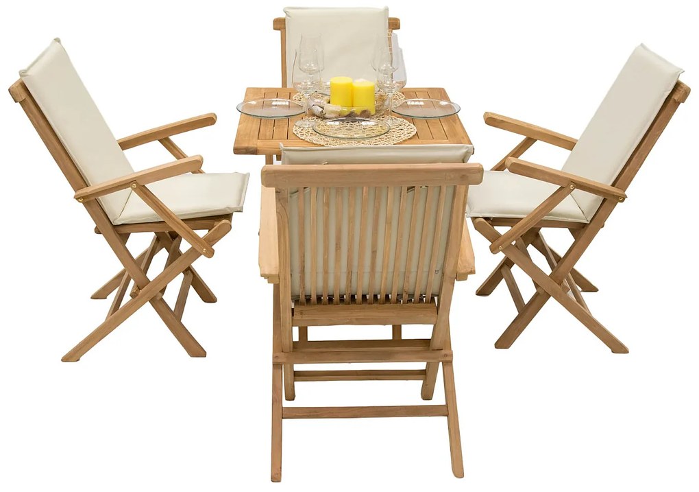 Zestaw ogrodowy z drewna tekowego IVORY BALKON II. 1 + 4 (poduszki GRATIS)