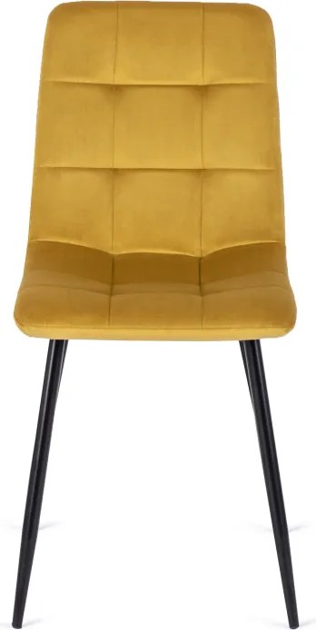 Krzesło Tapicerowane do Jadalni PERU Musztardowe Welurowe Nowoczesne Loft