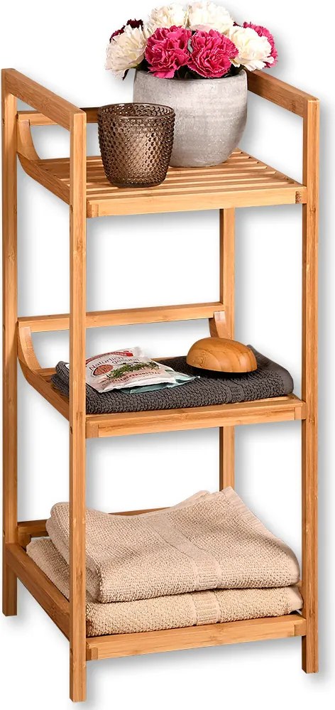 Regał łazienkowy z 3 półkami, bambusowy, KESPER