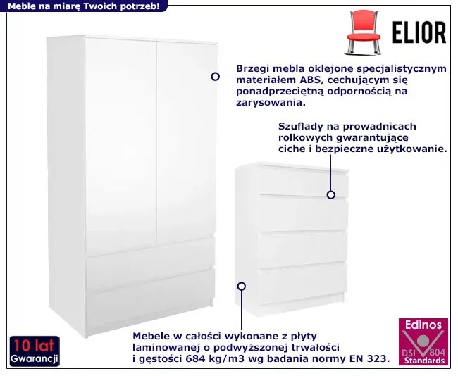 Biały komplet mebli szafa i komoda R8-S70