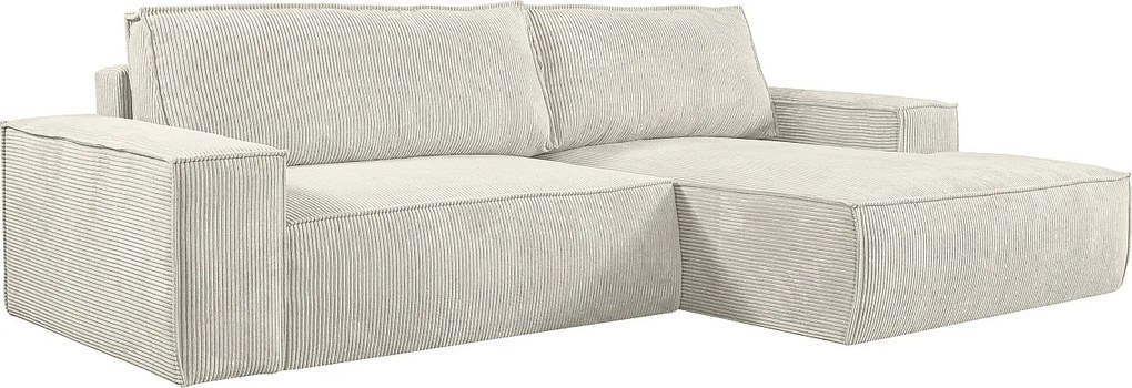 Kanapa narożna rozkładana, ze sztruksu w kolorze butelkowej zieleni – lewoskrętna - AMELIA marki PASCAL MORABITO