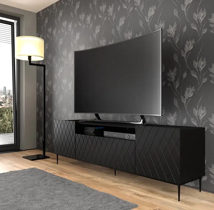 Szafka rtv czarny mat + czarne nogi - Nevia 4X