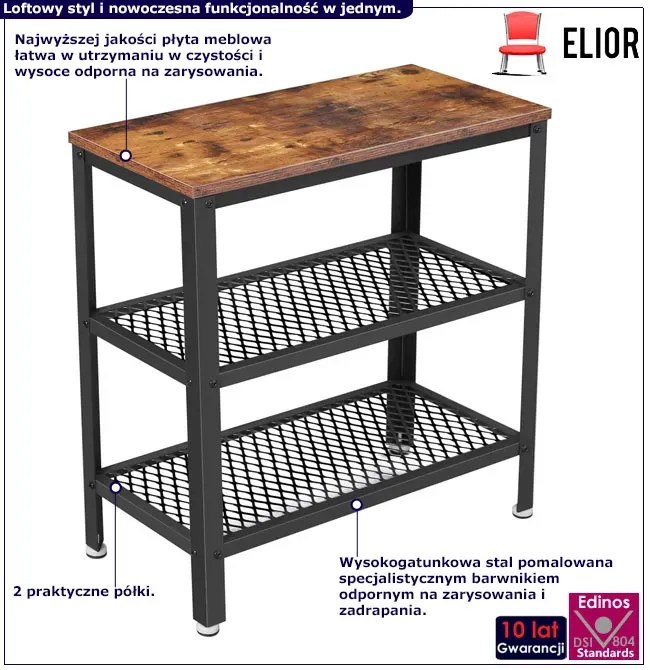 Industrialny Stolik Boczny Z 2 Półkami D0-M52
