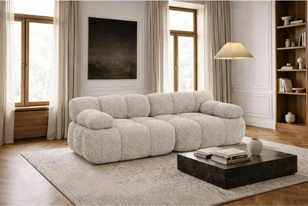 Sofa modułowa dwuosobowa, tkanina bukla Abriamo, Beżowy, Selia