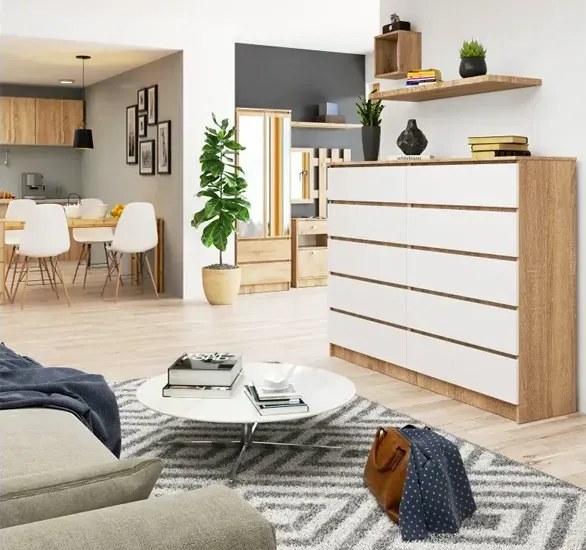 Komoda z szufladami do pokoju dziecięcego dąb sonoma + biały D3-E13