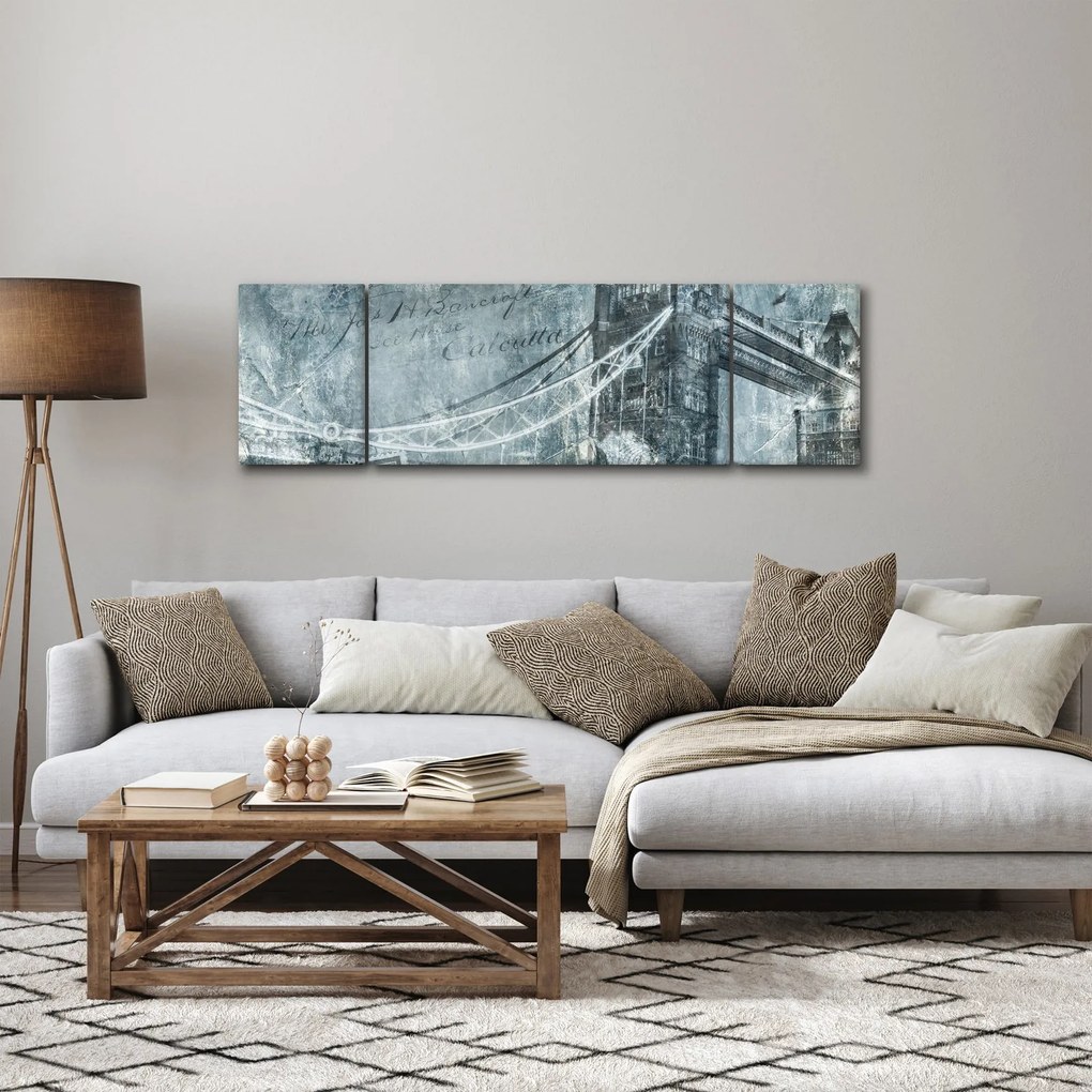 Obraz - Tower Bridge w chłodnych odcieniach (170x50 cm)
