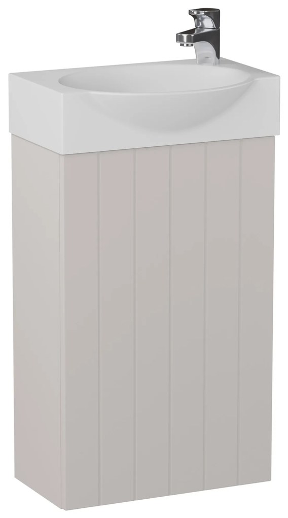 Mała szafka łazienkowa wisząca kaszmir lamelowe fronty 39 x 22 cm z umywalką z otworem CUSCO