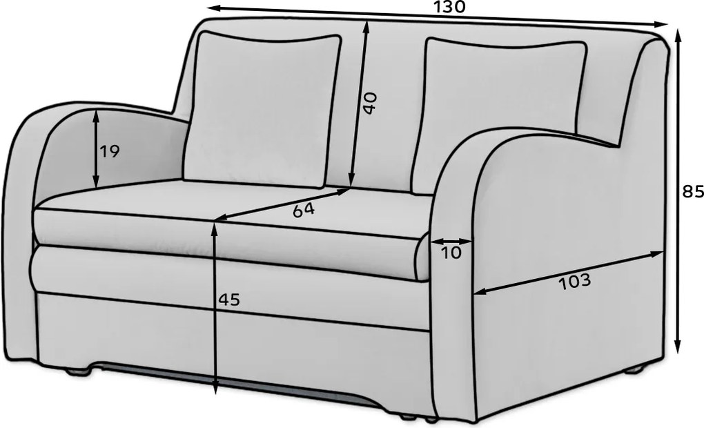 Szara 2-osobowa sofa ARIO, rozkładana