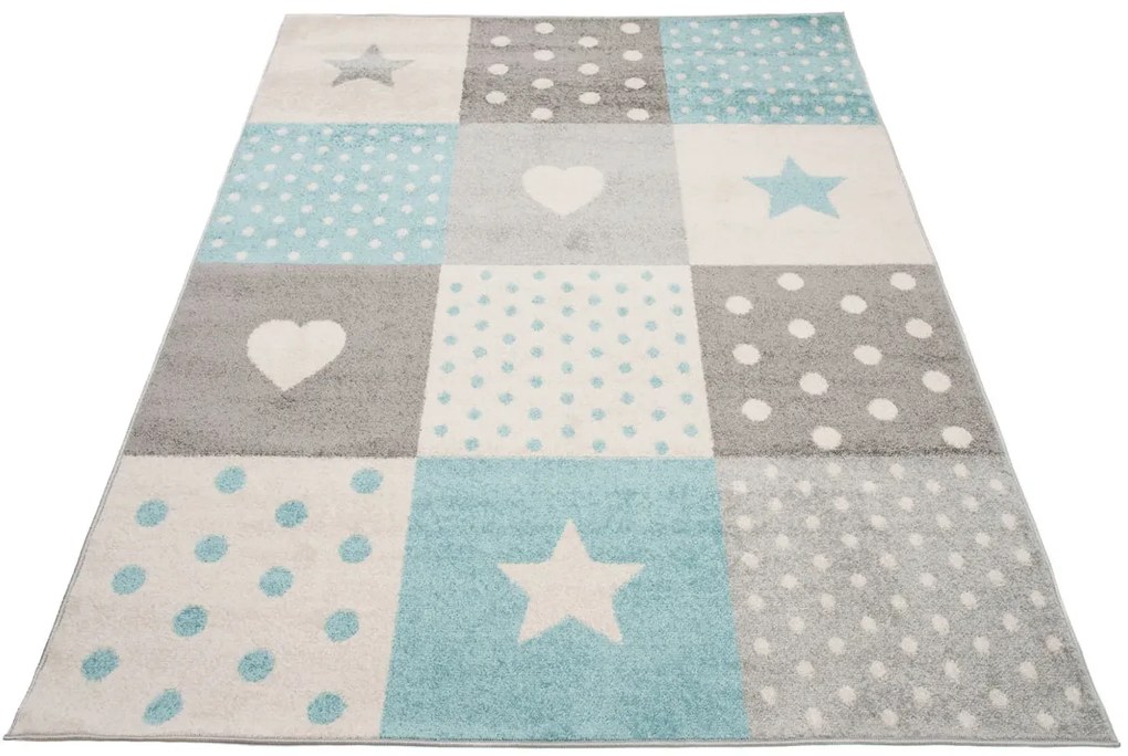 Biało-turkusowy dywan dziecięcy S3-W46