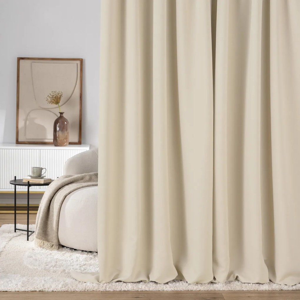 Zasłona zaciemniająca na taśmie marszczącej szarobeżowa 140x280cm 1 szt.