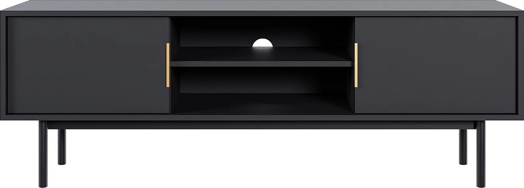 Szafka RTV 2-drzwiowa z 2 wnękami – Czarny – DABRIANA