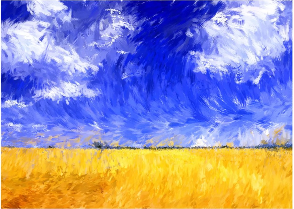 Obraz na szkle - Obraz na szkle olejny, Złote pole (70x50 cm)