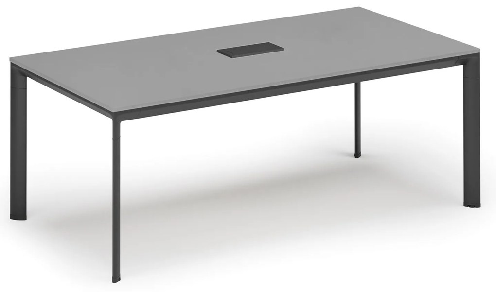 Stół konferencyjny PRIMO INVITATION, 240x120 cm, szary + port blatowy TYP VI, czarny
