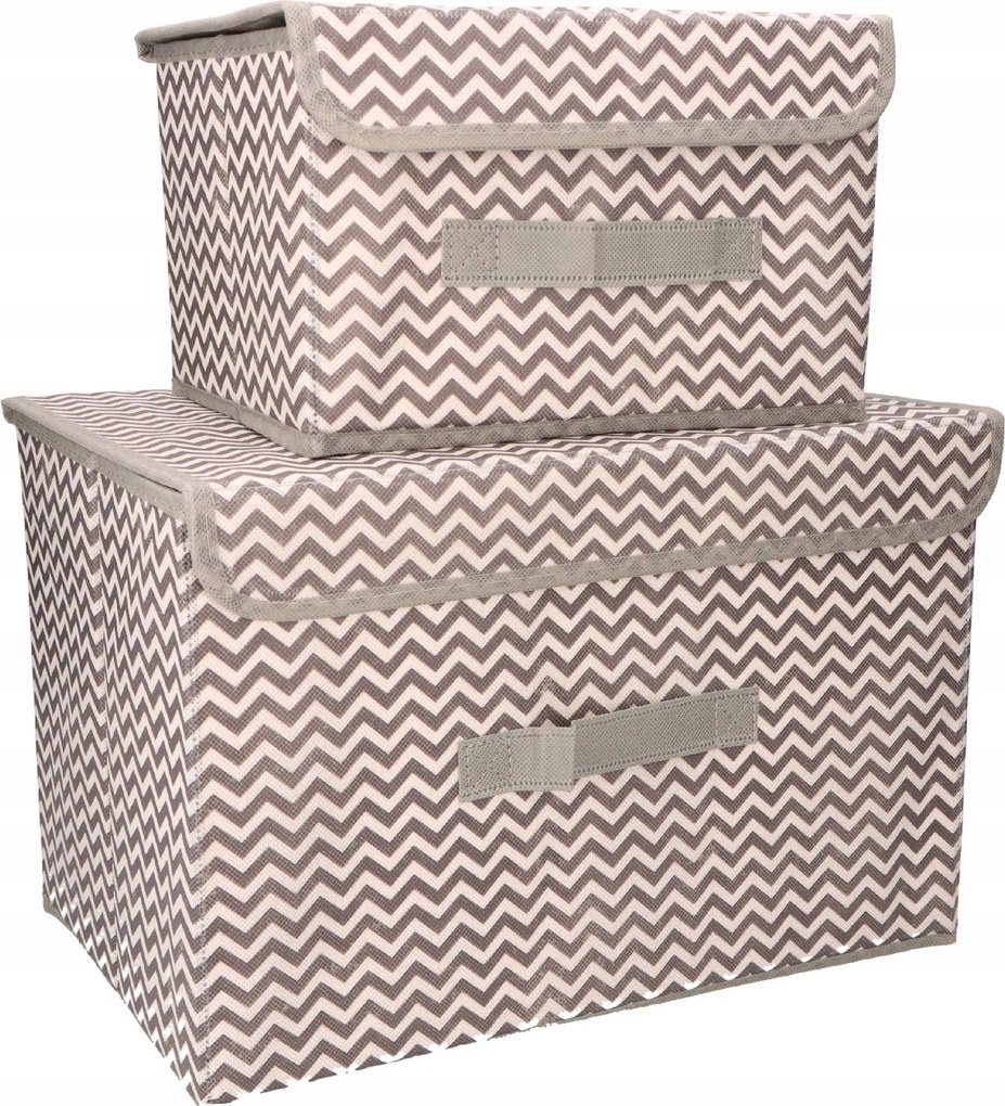 Organizery tekstylne Zygzak 38x25x23cm + 26x20x16cm komplet 2szt + pokrywki