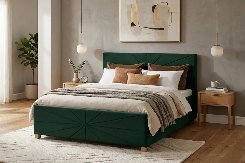 Łóżko PATI 140x200 cm Zielony Bez materaca