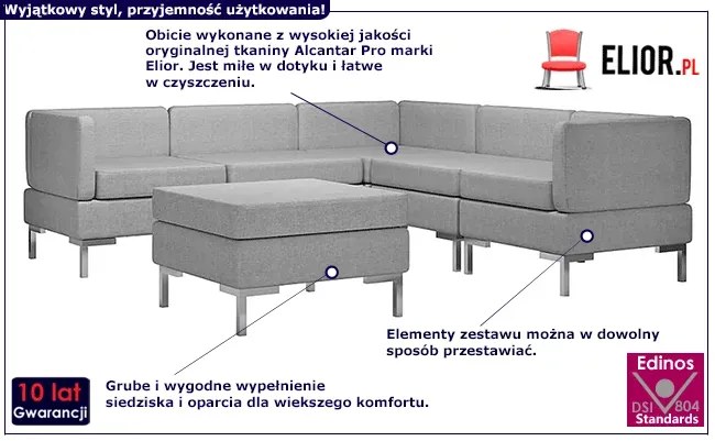 6-częściowy jasnoszary zestaw wypoczynkowy - Marsala 6E