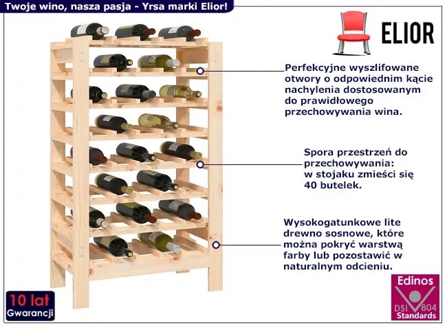 Klasyczny stojak na 40 butelek wina Reya