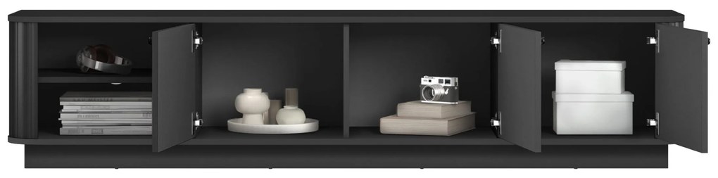 Szafka RTV Vesper 3D 187 cm na cokole - czarny / czarne uchwyty