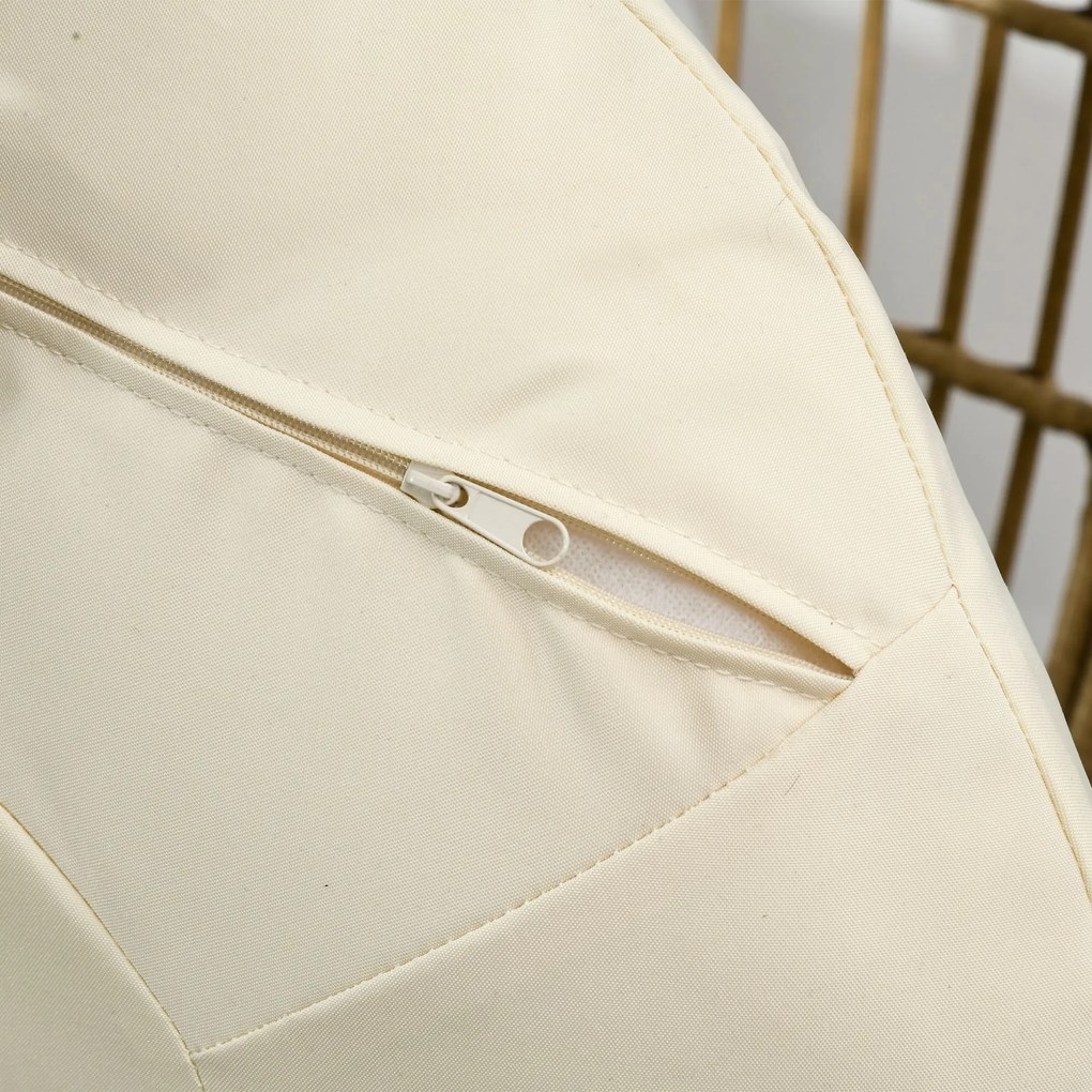 Outsunny Krzesło wiklinowe z efektem rattanu, miękkie poduszki siedziskowe, rama aluminiowa, khaki+beige, 105 x 97 x 150 cm