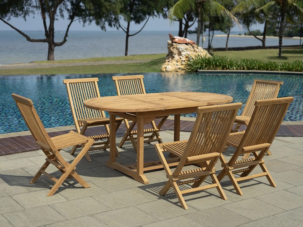 Stół ogrodowy, rozkładany – drewno tekowe – dł. 120-170 cm - BYBLOS II marki MYLIA