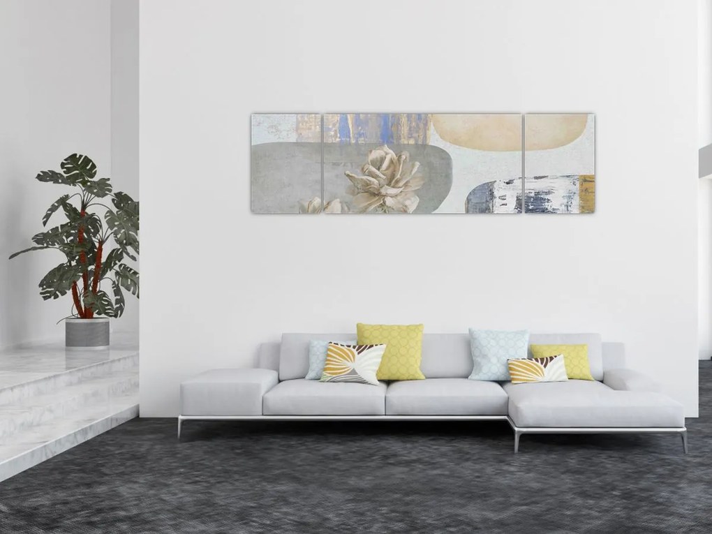 Obraz - Obraz z kwiatami i teksturami (170x50 cm)