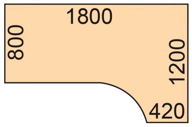 Stół z regulacją wysokości, 1 silnik, 745 - 1235 mm, lewy/prawy, blat 1800x1200 mm, podstawa czarna, dąb naturalny