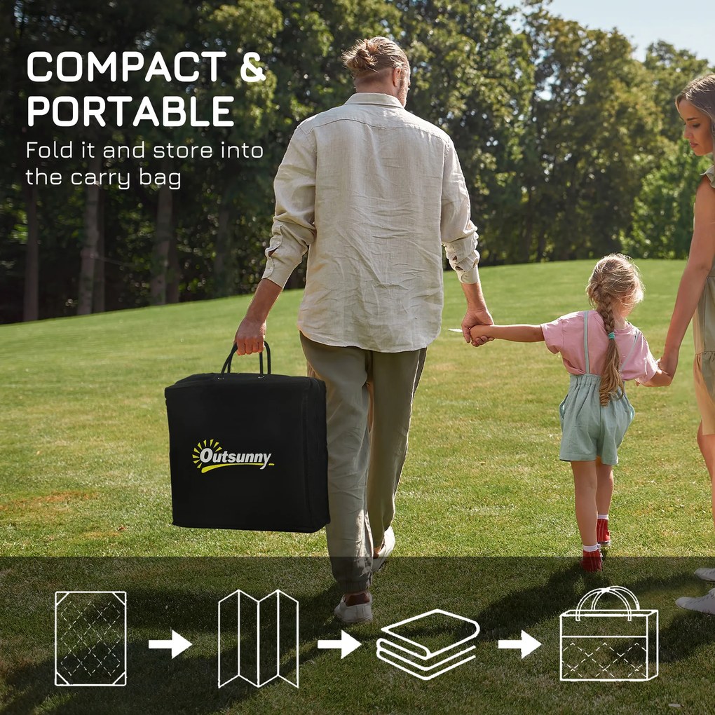 Outsunny Dywan zewnętrzny odwracalny, wodoodporny, geometryczny, 182x274cm, Czarny/Szary