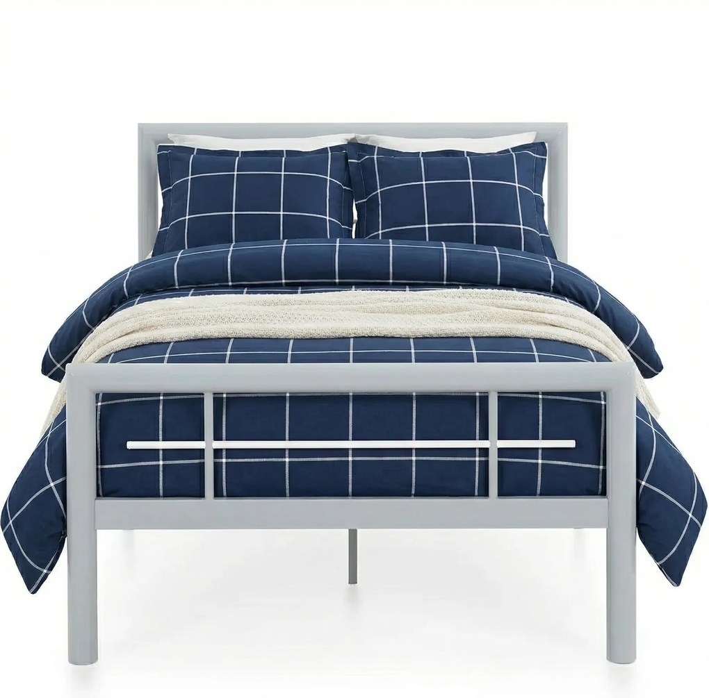 Szare metalowe łózko pojedyncze 90 x 200 cm G6-N97