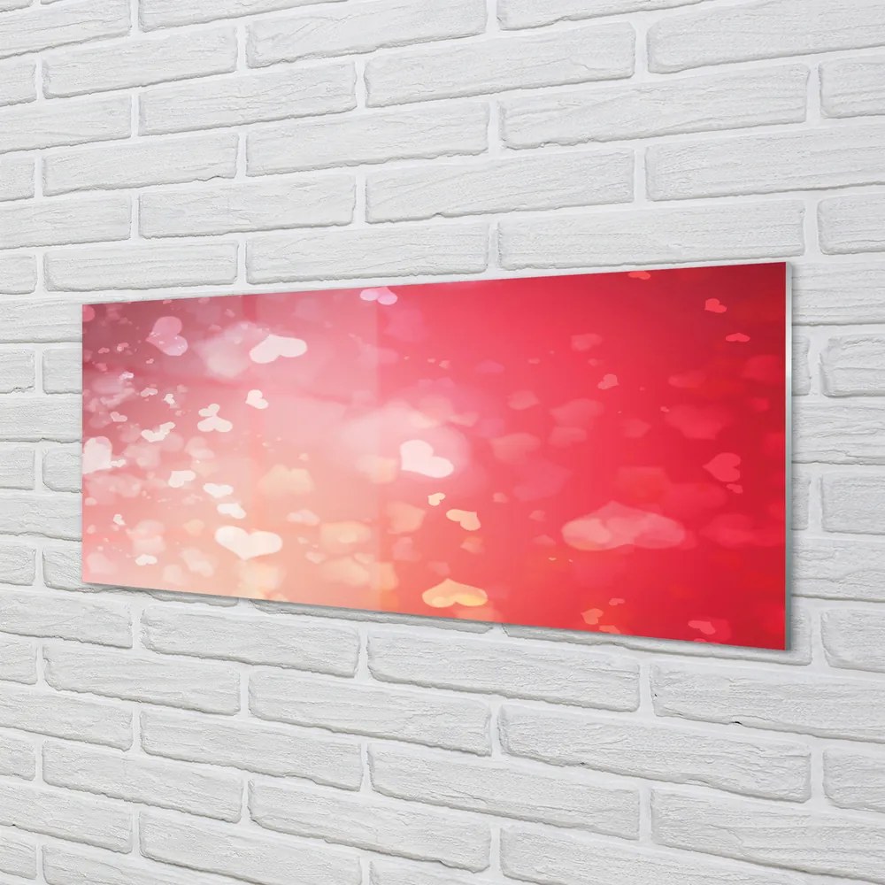 Panel szklany do Kuchni Miłosne Serca na Czerwonym Tle