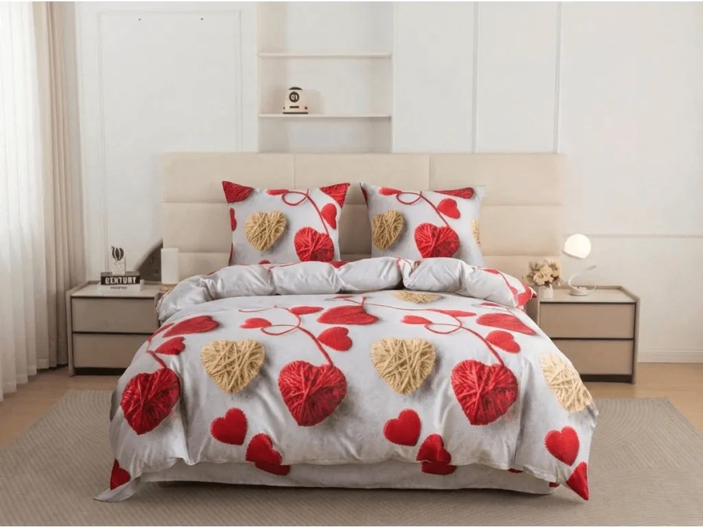 PrzytulneMieszkanie.pl PrzytulneMieszkanie.pl Pościel z mikrofibry VELHEART czerwona Rozmiar pościeli: 2 szt 70 x 80 cm | 160 x 200 cm