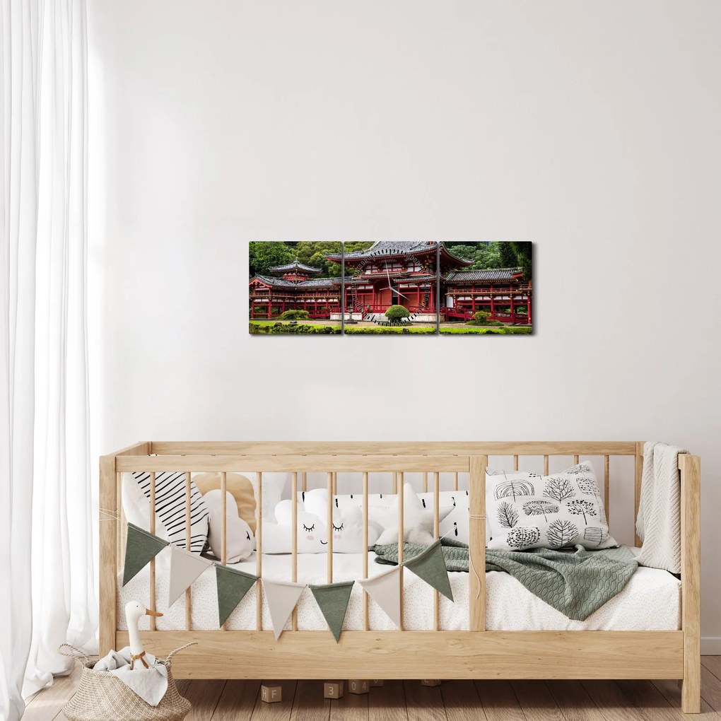 Obraz - Chińska architektura (z zegarem) (90x30 cm)