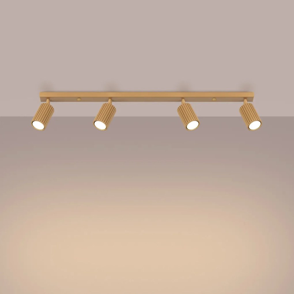 Listwa oświetleniowa 4-punktowa KARBON 4L złota ryflowana SOLLUX LIGHTING