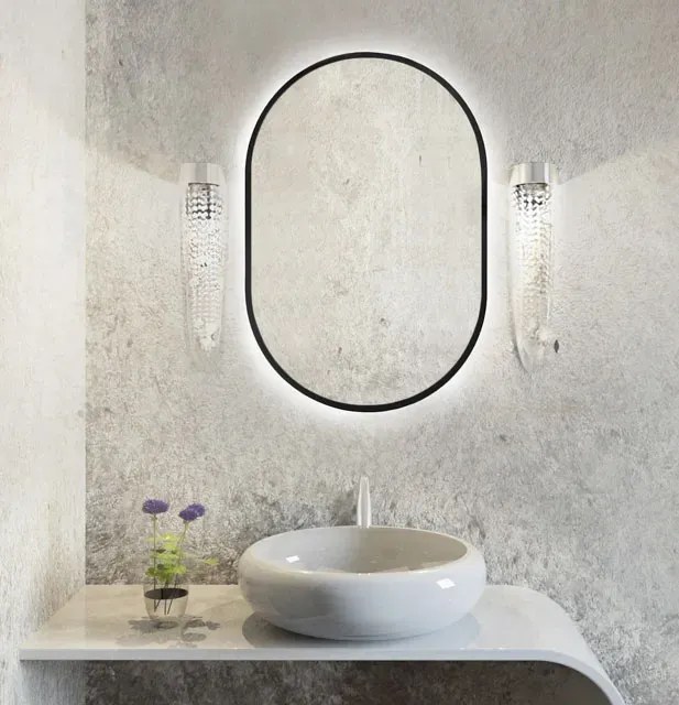 Czarne owalne eleganckie lustro 95x40 cm M2-S38