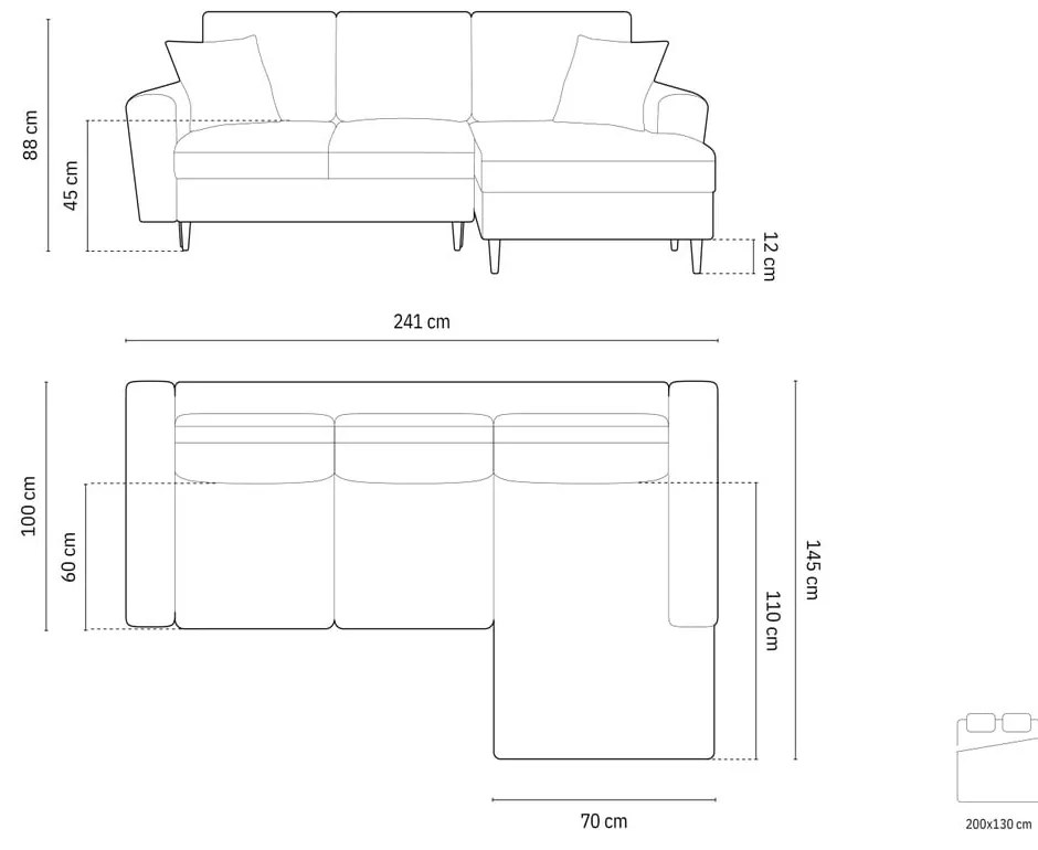 Czerwony aksamitny rozkładany/ze schowkiem narożnik (prawostronny/z szezlongiem) Kyoto – Cosmopolitan Design