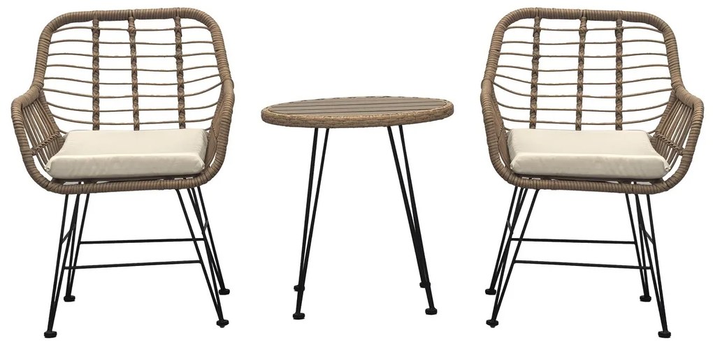 Autronic Zestaw ogrodowy 1+2, metal, polirattan,naturalny, AZ-F1208 NAT