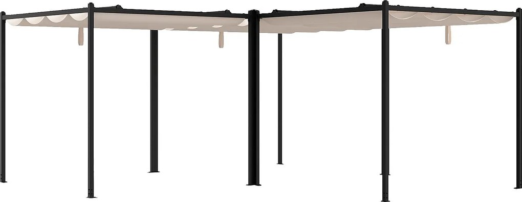 Pergola wolnostojąca modułowa stalowa z rozsuwanym dachem - 15,9 m² - czarna - MAZARA