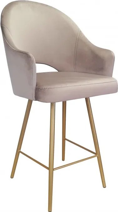 Hoker Velvet krzesło barowe tkanina Welur podstawa metalowa : Kolor nogi - Złota stożek, Kolor tkaniny - VELVET - MG55, Typ siedziska - Siedzisko stałe