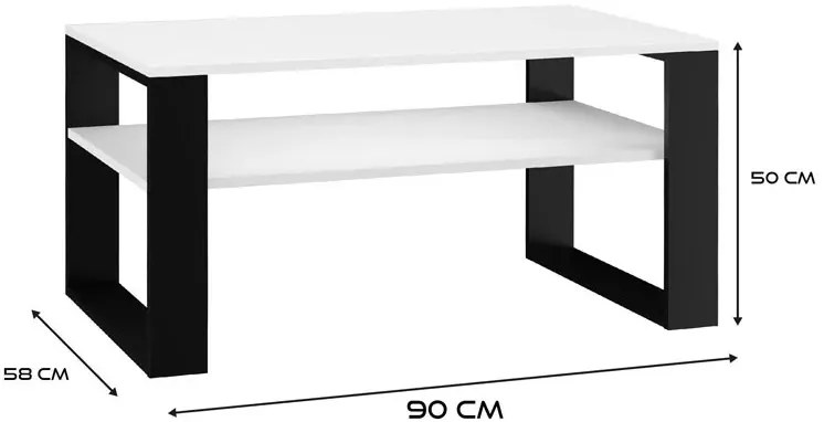 Stolik kawowy nowoczesny z półką biały + czarny - Suri 4X